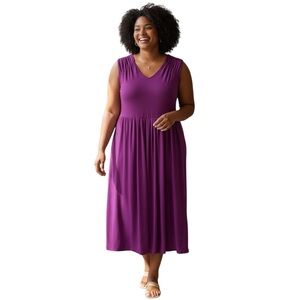 Roaman’s Purple Sleeveless Fit & Flare Midi Plus Size Dress size 20W
